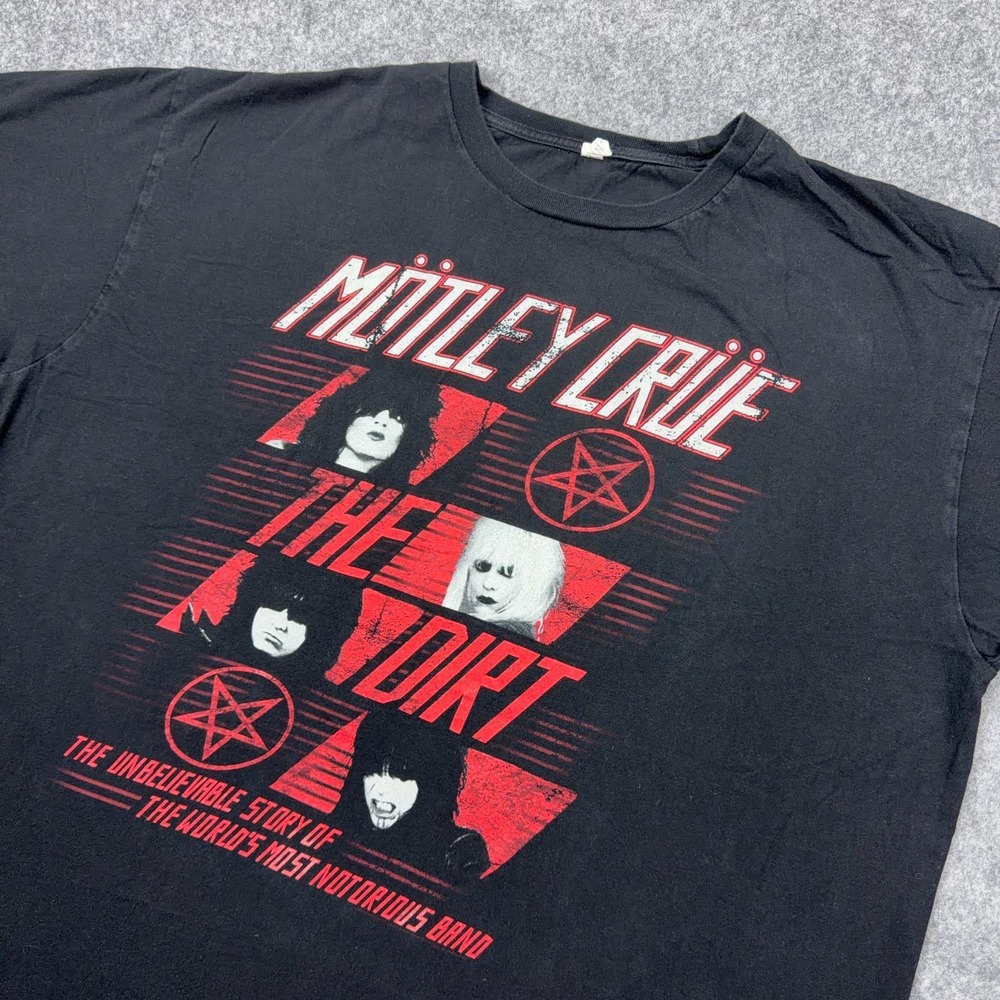 Motley Crue Shirt Men 2XL Black The Dirt Heavy Metal Rock Music Band Tee 80s 90s